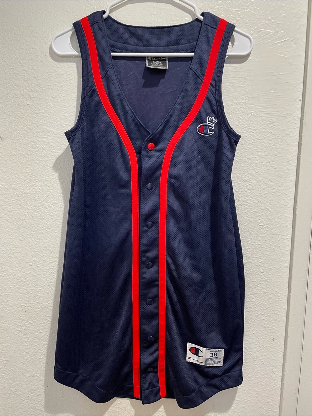 ✨ Champion LIFE Imperial Indigo Mesh Baseball Jersey Mini Dress Women’s S 36 ✨